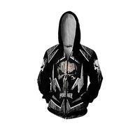 FLOATING Pun.ish-er Anime Jumpers for Men, Spring Fall 3D Graphic Print Hoody with Pocket, Breathable Full Sleeves Jacket Sportswear with Hood-Black B||M