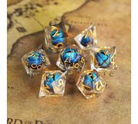 Floating Pupil Eyeball Resin Sharp Edge Dice Set - 7pcs Handmade D&D Dice for Polyhedral Dungeons and Dragons MTG RPG Ttrpg Pathfinder Roleplaying D20 D12 D10 D8 D6 D4 with Box