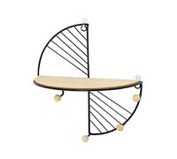 Floating Rack Wall-Mounted Rack Coat Hook Iron Art Creative Storage Shelf Wood Floating Hanging Hanger Holder Frame Living Room Modern(Gold)