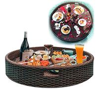 Floating Rattan Serving Tray - Luxury Woven Tray for Pool, Table, and Bar - Ideal for Serving Drinks and Food on Water with Comfortable Handles