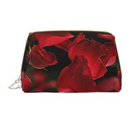 Floating red Rose Petals Printed Makeup Bag for Women Portable Leather Make up Bag Travel Zipper Cosmetic Bags Organizer