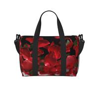 Floating red Rose Petals Printed Travel Duffle Bag for Men Women Holiday Travel Luggage Bag Waterproof Tote Bag with Shoulder Strap
