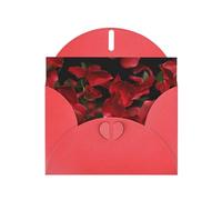 Floating red rose petals Prints Pearl Paper Horizontal Festival Greeting Card for Birthday Cards and All Occasions, Red