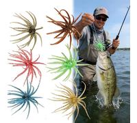 Floating Sea Urchin Dice Bait - Tough TPE Soft Plastic Lures with Flash, Bass Trout Can’t Resist.（Complete Color Collection/Ultimate 6-Color Assortment） (6, M:3.54in/9cm)