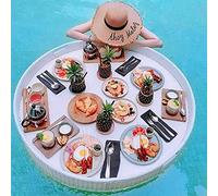Floating Serving Tray,Round Floating Pool Trays,Swimming Pool Floats,Outdoor Serving Swimming Pool Floating Food Tray Waterproof for Pools,Spas,Beaches,White
