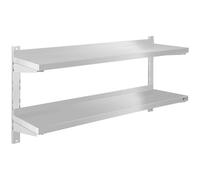 Floating Shelf 2 Tier 120 cm - Floating Shelves by Royal Catering Silver