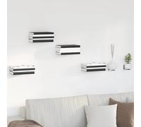 Floating Shelf 24pc Black Steel Matte 6x10.8x6.6cm Wall-Mounted Space-Saving Set