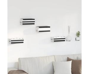 Floating Shelf 24pc Black Steel Matte 6x10.8x6.6cm Wall-Mounted Space-Saving Set