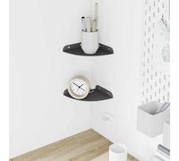 Floating Shelf 2pc Black Steel 15 cm Matte Quarter-Round Wall-Mount Slim Corner