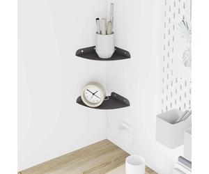Floating Shelf 2pc Black Steel 15 cm Matte Quarter-Round Wall-Mount Slim Corner