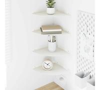 Floating Shelf 4pc White Steel 24x24x2cm Matte Quarter Round Corner Wall Mounted