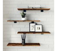 Floating Shelf 4pcs Smoked Oak 60x20x1.5cm Engineered Wood Wall Storage Display