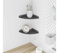 Floating Shelf Anthracite Steel 18cm Quarter-Round Matte 2pc Wall-Mounted Corner