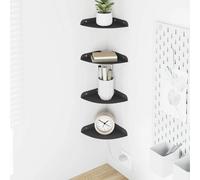 Floating Shelf Black Steel 15cm Quarter Round Matte Wall Corner Slim 4pc set DIY