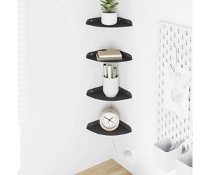 Floating Shelf Black Steel 15cm Quarter Round Matte Wall Corner Slim 4pc set DIY
