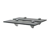 Floating Shelf Black Tempered Glass 30x10cm 8mm Zinc Clip Brackets Load 10kg (2)