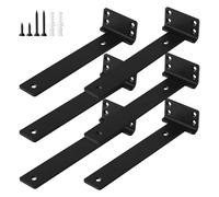 Floating Shelf Bracket 10Inch, 6Pack Black Shelf Brackets Bathroom Shelf for DIY Decorative, L Brackets for Shelves with Mounting Hardware