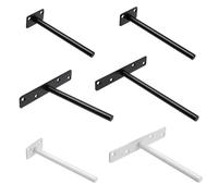 Floating Shelf Bracket 10Pcs Multi Sizes Floating Hidden T Shape Wall Shelves Supports Shelf Bracket Concealed Metal Brackets(White-150mm-4 Holes)
