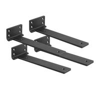 Floating Shelf Bracket 12inch 4 Pack L Brackets for Shelves Black Metal Heavy Duty Shelf Brackets for DIY Decorative with Mounting Hardware