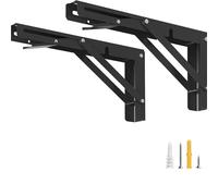 Floating Shelf Bracket 6pcs Steel Shelf Brackets Triangle Folding Wall Mounting Bracket(Black 10 inch)