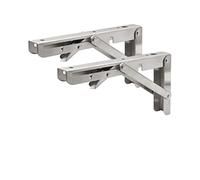 Floating Shelf Bracket, Heavy Duty 2pcs DIY Folding Brackets Stainless Steel Tripod Triangle Shelve Wall Mounted Space Saving(10inch(25cm))