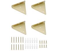 Floating Shelf Bracket, Pack of 4 Triangular Shelf Brackets, Invisible, Heavy Duty Wall Shelf Bracket, Wall Mount Shelf Brackets for Bookcase, Storage Shelf, Gold