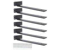 Floating Shelf Brackets 12 Inch Heavy Duty Metal Wall Shelf Supports Invisible Mounting Bracket for Kitchen Bathroom Study Black 6PCS