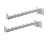 Floating Shelf Brackets 2 Pack (25cm 30cm 35cm 40cm 50cm) Metal Lip Bracket Retro Wall Mounted Square Shelf Supports(White,40cm/15.75in)
