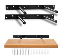 Floating Shelf Brackets Heavy Duty, 2 Pack of 6 Inch Invisible Hidden Shelf Supports for Wall, T Shape Metal Brackets for Concealed Wood Shelves Wall Mounted with Mounting Screws
