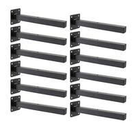 Floating Shelf Brackets - Heavy Duty Invisible Blind Shelf Supports for Wall Mounted Wooden Shelves, Concealed Solid Steel Hidden Shelf Bracket Hardware for DIY Home Decor (Black-12pcs, 7.8inch)