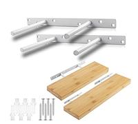 Floating Shelf Brackets, Hidden Support Brackets Concealed Bracket Blind Supports T Bracket, for Wall Mounted Decoration Cabinet Furniture Shelf Support, 2 Pcs(Color:White,Size:150mm/6in)