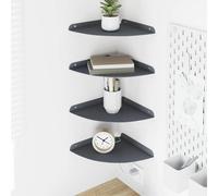 Floating Shelf Set 4pcs Anthracite Steel Quarter-Round 24cm Matte Corner Shelves