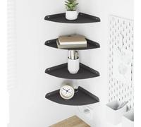 Floating Shelf Set 4pcs Black Steel 24x24x2cm Matte Quarter-Round Corner Indoors