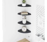 Floating Shelf Steel Corner 18cm Anthracite Matte Quarter Round 4pcs Mounted Set