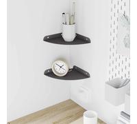 Floating Shelf Steel Matte Black 18cm Quarter-Round Corner Wall 2 Shelves Indoor