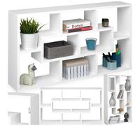 Tectake Decorative Floating Shelf w/ 8 Compartments - White, White