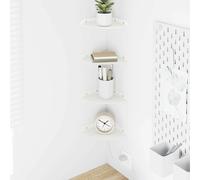 Floating Shelf White Steel 15x15x2cm Quarter Round Corner 4pcs Matte Wallmounts