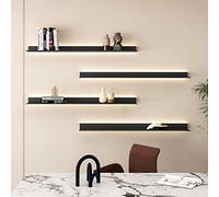 Floating Shelf with LED White Light ,1PCS Black Display Shelf withLampshade,Wall Mounted Entrance Bar Countertop Living Room Bathroom ,/Show Shelves L: 80/100/120CM ( Color : Black , Size : 120x20CM )