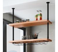 Floating Shelves 2 Layer Industrial Hanging Rack for Wine, Flowers, and Stemware, Perfect for Bar, Restaurant, Kitchen, and Home Decor Storage Solution