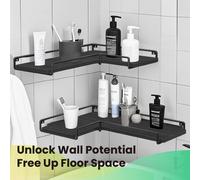 Floating Shelves, Set of 2 Corner Shelves, L-Shaped Wall Shelf, Black