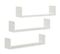Floating Shelves Set3 White MDF 18x80x18cm High-Sided Wall-Mount Max5kg PerShelf