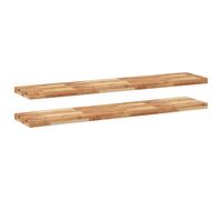 Floating Shelves Wall Storage Shelf 2pcs Oil Finished Solid Wood Acacia vidaXL