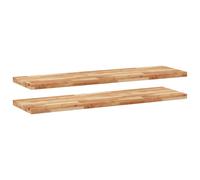 Floating Shelves Wall Storage Shelf 2pcs Oil Finished Solid Wood Acacia vidaXL