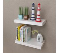 Floating Shelves White MDF 40cm x 20cm Invisible Mount 2-Pack Matte Display Set
