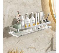 Floating Shower Caddy - Transparent Acrylic Wall-Mounted Shelves with Towel Rack, Multifunctional Storage for Bathroom and Kitchen