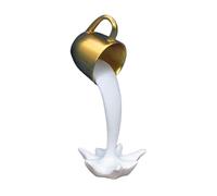 Floating Spilling Coffee Cup Sculpture, Resin Coffee Mug Statues Ornament, Creative Pouring Splash Liquid Coffee Mug Art Decoration for Home, Novelty Funny Coffee Cup Present for Coffee Lover