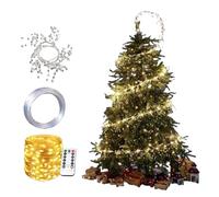 Floating Spiral Christmas Tree Lights Indoor, 20 Meters Long, 200 LED Beads, Warm White Light, Battery and USB Dual-Use, Comes with Remote Control and Crystal Beads, Christmas Tree Decoration
