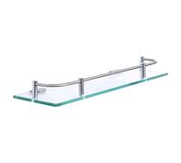 Floating Stainless Steel Glass Corner Shelf - Wall Mounted Shower Caddy for Bathroom & Kitchen 40cm Stylish Organizer for Shampoo Cosmetics and Accessories