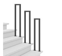 Floating Stair Handrail Matte Black Square Tube Stair Railing Indoor Outdoor Use Support Bar Metal, Stylish Stair Railing, Safe and Supportive(90cm(2.9ft))