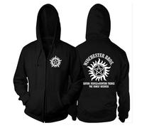 FLOATING Super.natur-al Anime Hoody, 3D Printed Outerwear for Halloween Carnival Cosplay, Winter Long Sleeve Full Zip Hoodies Jackets Tops-Black B||XXXL